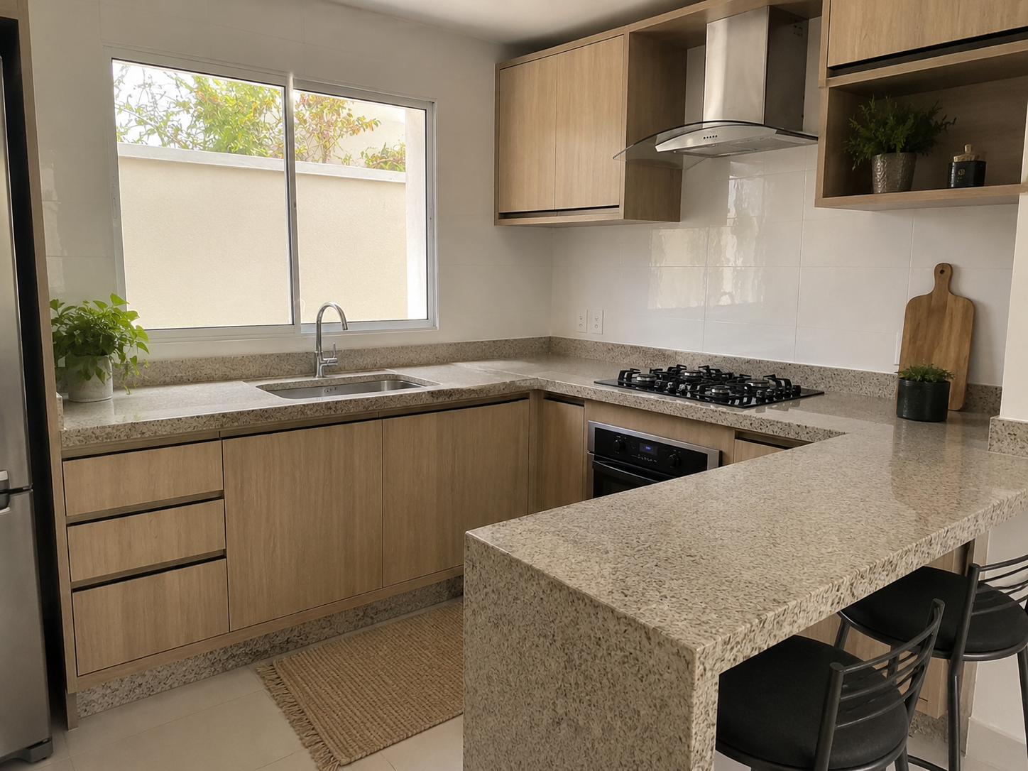 Cozinha com bancada sob medida